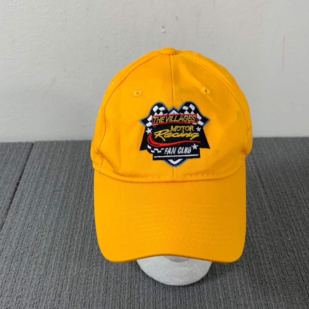 The Villages Motor Racing Fan Club Hat Mens Adjustable Golden Yellow Strapback